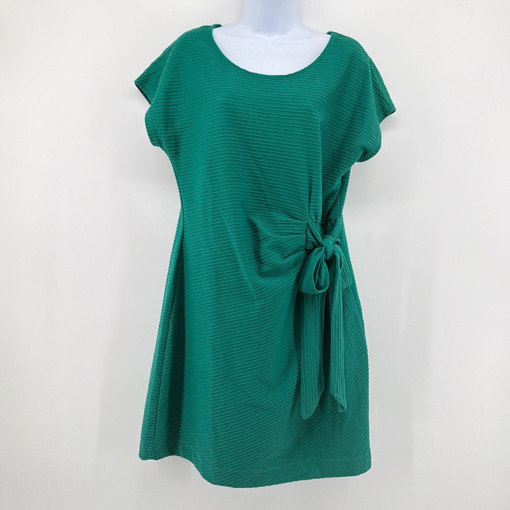 Anthropologie Saturday Sunday Green Ribbed Tie Waist T-Shirt Mini Dress Large L